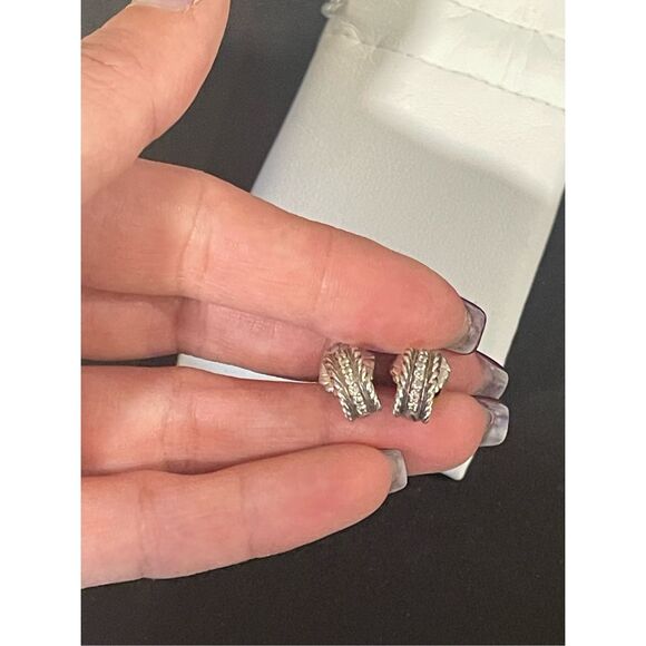 David Yurman Cable Classics Hoop Earrings with Diamonds silver - Picture 11 of 16